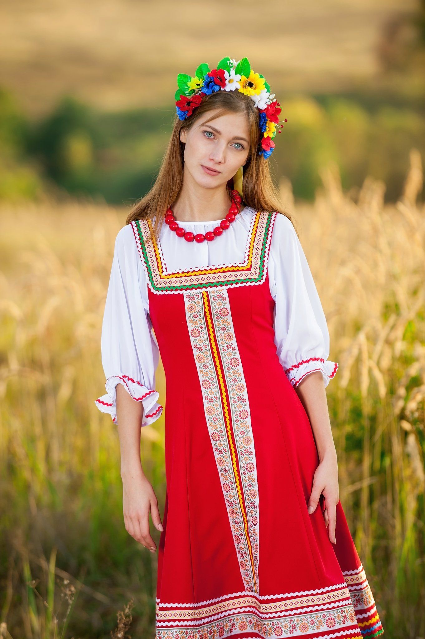 Women in Slavic costumes in Vijayawada